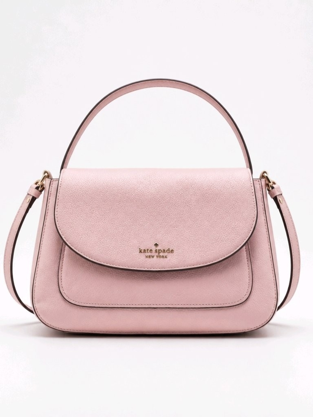 Kate Spade New York Monica Flap Crossbody Tea Rose Pebbled Leather Magnetic Logo